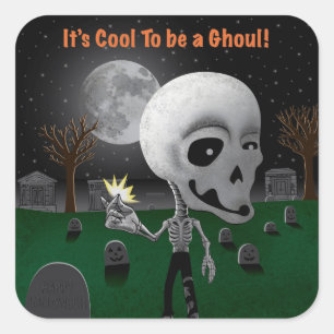 Halloween Ghoul Square Sticker