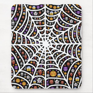 Halloween Ghouls & Goblins in a Spiderweb Mouse Pad