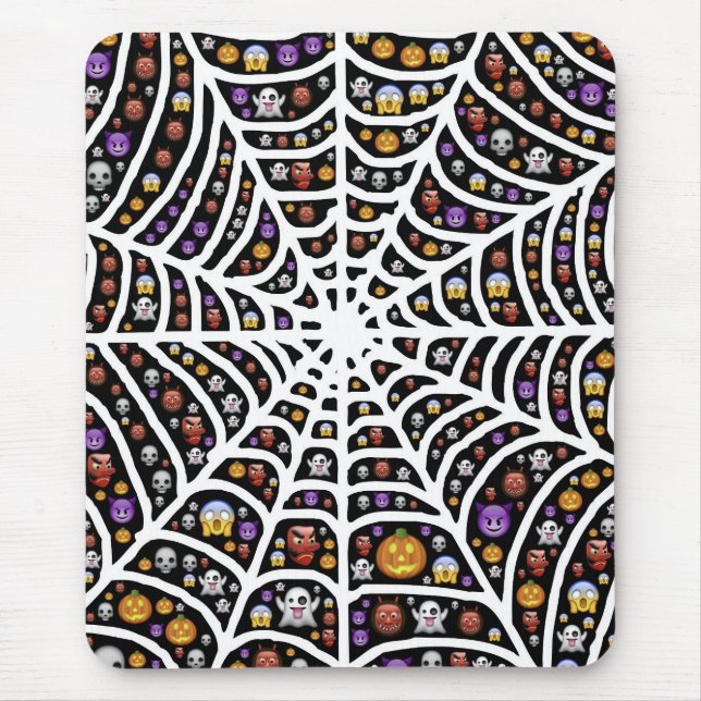 Halloween Ghouls & Goblins in a Spiderweb Mouse Pad (Front)