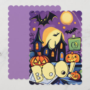 Halloween Ghoul's Night Out: Pumpkins, Bats Invitation