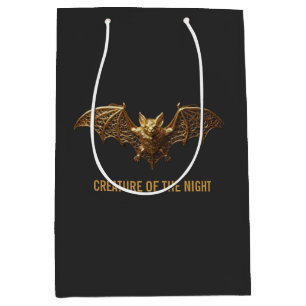 Halloween Gift Bag Medium Gothic Gold Bat
