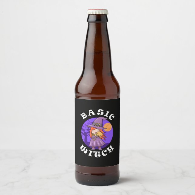 Halloween Gift | Basic Witch Beer Bottle Label (Front)