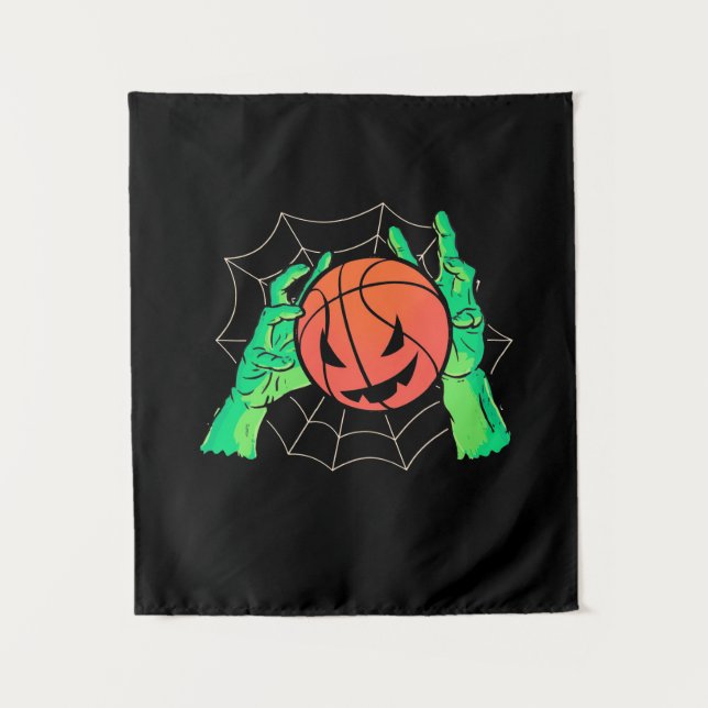 Halloween Gift | Basketball Halloween Tapestry (Front)