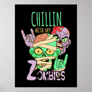 Halloween Gift Chillin With My Friends Poster