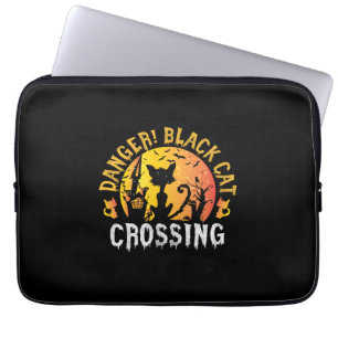 Halloween Gift   Danger Cat Crossing Birthday Laptop Sleeve