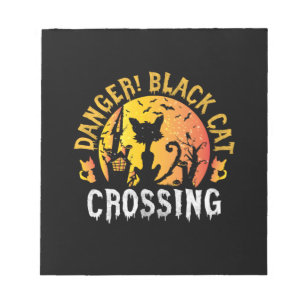 Halloween Gift Danger Cat Crossing Birthday Notepad