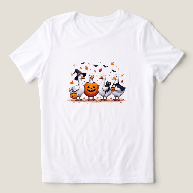 Halloween gift, Goose tee, Halloween Ghost gift Tri-Blend Shirt (Design Front)
