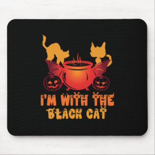 Halloween Gift I Am With My Cat Birthday Mouse Pad