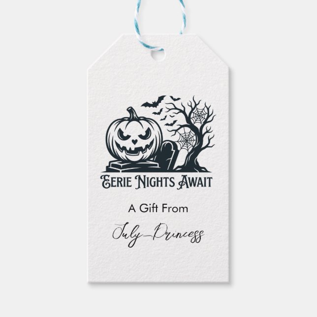 Halloween gift tags, personalised gift tags (Front)