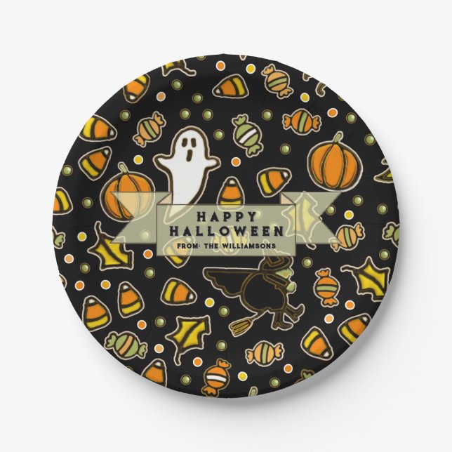 Halloween Gift Treats Paper Plate (Front)