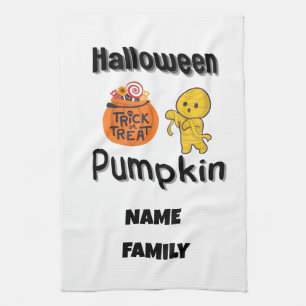 Halloween gifts for family personalized kitchen tea towel