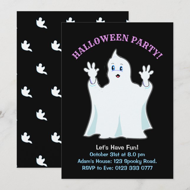 Halloween Ginger Ghost Invitation (Front/Back)