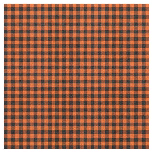 Halloween Gingham 01-Orange-Black Fabric (Close Up)