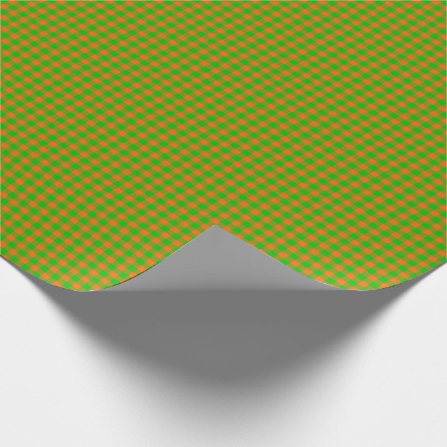 Halloween Gingham 04,Orange-Green-Gift Wrap Paper (Corner)