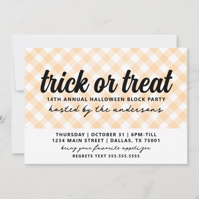 Halloween Gingham Party Invitation (Front)