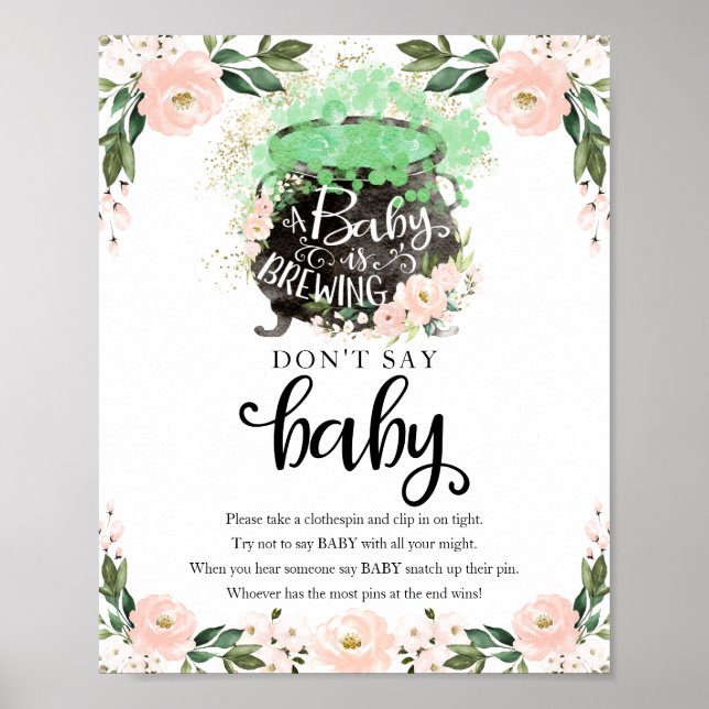 Halloween Girl Baby Shower Don't Say Baby Sign (Front)