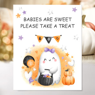 Halloween Girl Baby Shower Little Ghost Favour Sig Poster