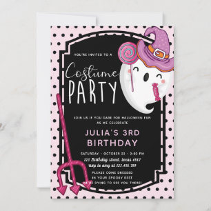 Halloween Girl Birthday Costume Party Invitation