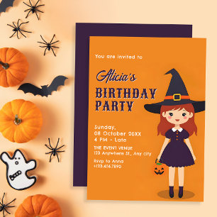 Halloween girl birthday invitation