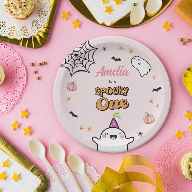 Halloween Girl Birthday Spooky One Paper Plate (Creator Uploaded)