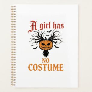 Halloween Girl Has No Costume Pumpkin Planner
