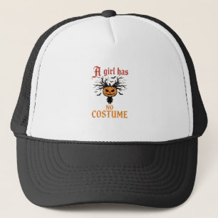 Halloween Girl Has No Costume Pumpkin Trucker Hat