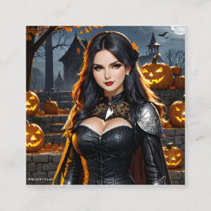 Halloween Girl is a spooky and fun holiday charact Square Business Card