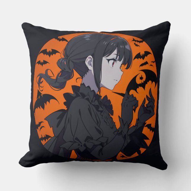 halloween girl Throw Pillow (Front)