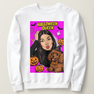 Halloween Girl With Poodle Sweatshirt
