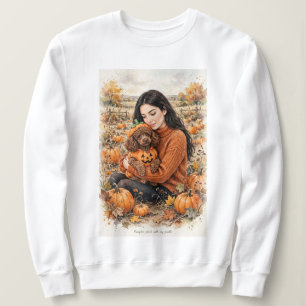 Halloween Girl With Poodle Sweatshirt