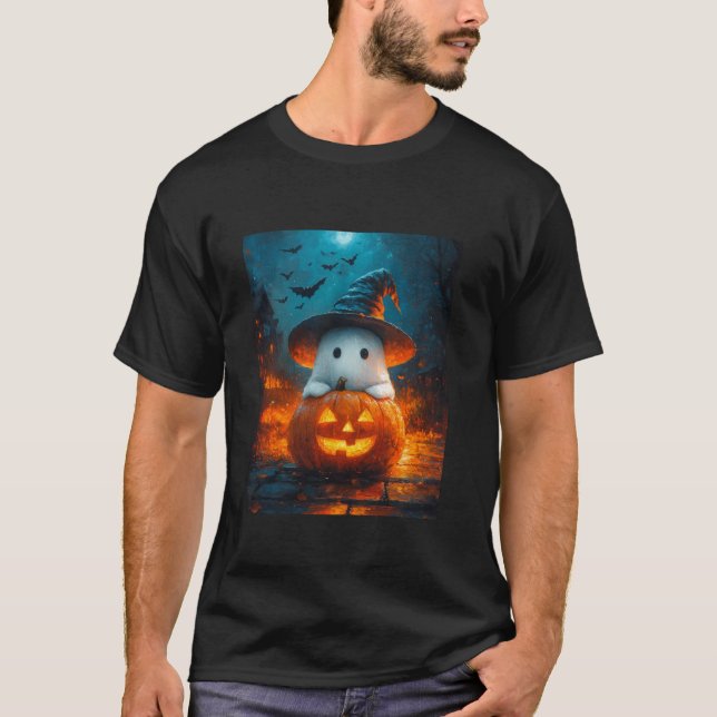 Halloween Girls Design Boys Ghost Pumpkin Kids Hal T-Shirt (Front)
