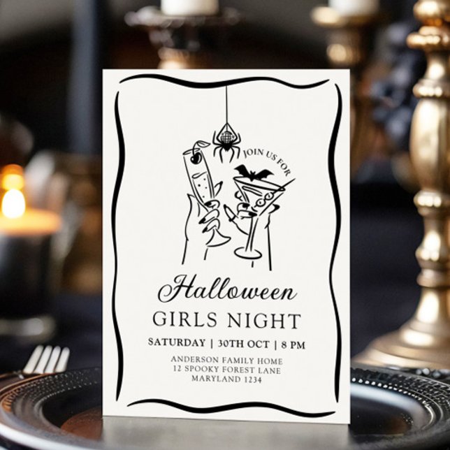 Halloween Girls Night Hand Drawn Invitation (Creator Uploaded)