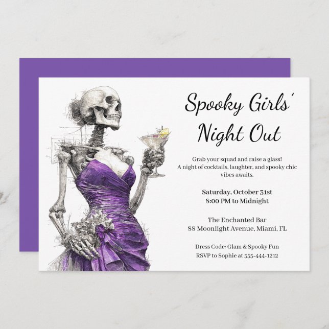 Halloween Girls Night Out | Spooky Cocktail Party Invitation (Front/Back)