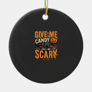 Halloween Give Me Candy Scary Cat Ceramic Tree Decoration