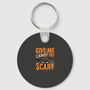 Halloween Give Me Candy Scary Cat Key Ring