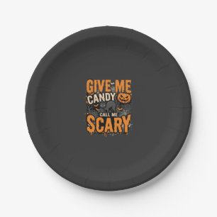 Halloween Give Me Candy Scary Cat Paper Plate