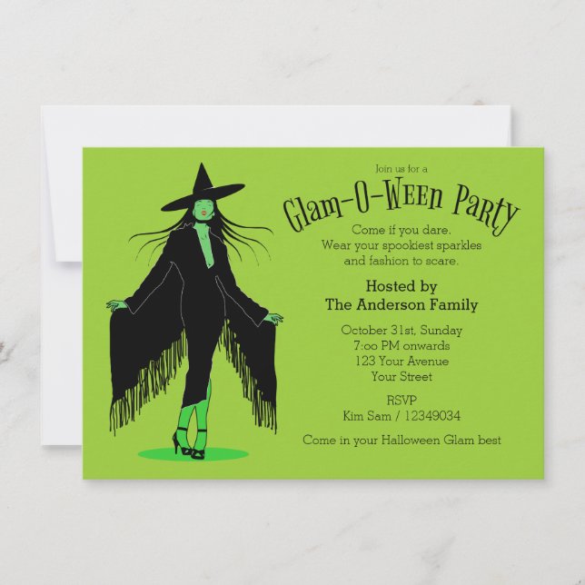 Halloween Glam Witch Party Invitation (Front)