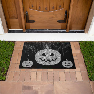 Halloween Glitter Pumpkin Doormat