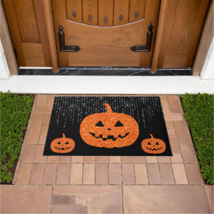Halloween Glitter Pumpkin Doormat