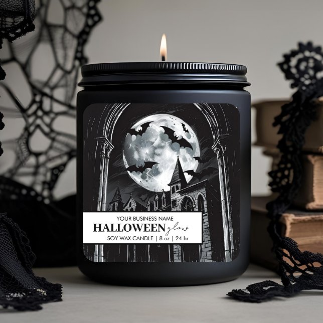 Halloween Glow Candle Label Sticker – Gothic Moon  (Creator Uploaded)