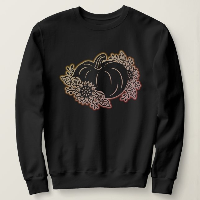 Halloween Glow Pumpkin Sweatshirt Womens (Design Front)
