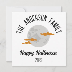 Halloween Glowing Full Moon Personalised Name Holiday Card