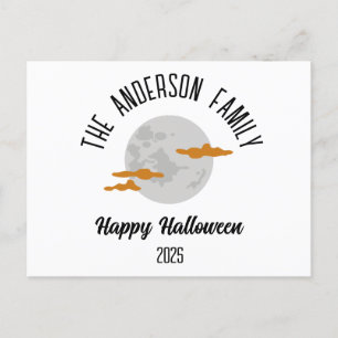 Halloween Glowing Full Moon Personalised Name Holiday Postcard