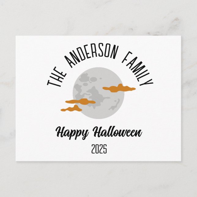 Halloween Glowing Full Moon Personalised Name Holiday Postcard (Front)