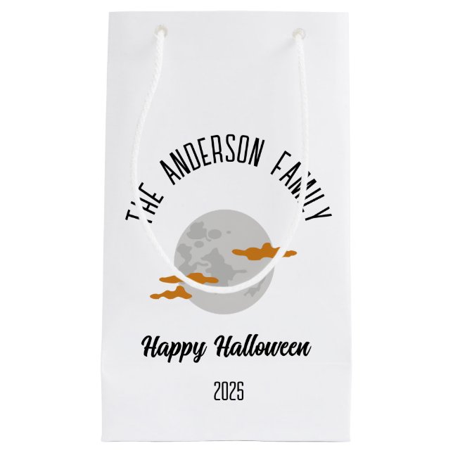 Halloween Glowing Full Moon Personalised Name Small Gift Bag (Front)