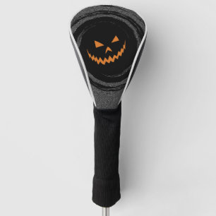 Halloween Glowing Jack O'Lantern in a black swirl Golf Head Cover