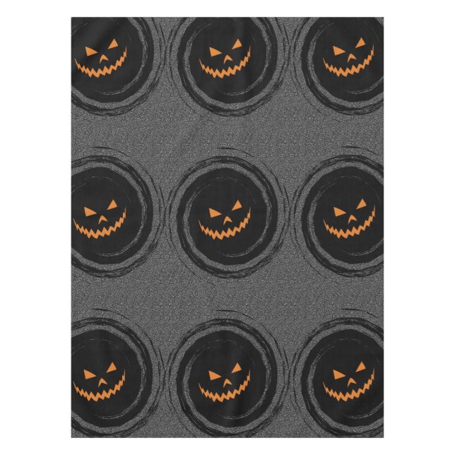 Halloween Glowing Jack O'Lantern in a black swirl Tablecloth (Front)