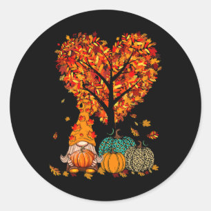 Halloween Gnome Cute Autumn Pumpkin Fall Holiday W Classic Round Sticker