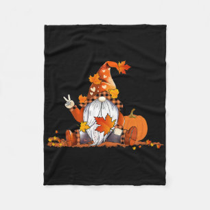 Halloween Gnome Cute Autumn Pumpkin Fall Holiday W Fleece Blanket