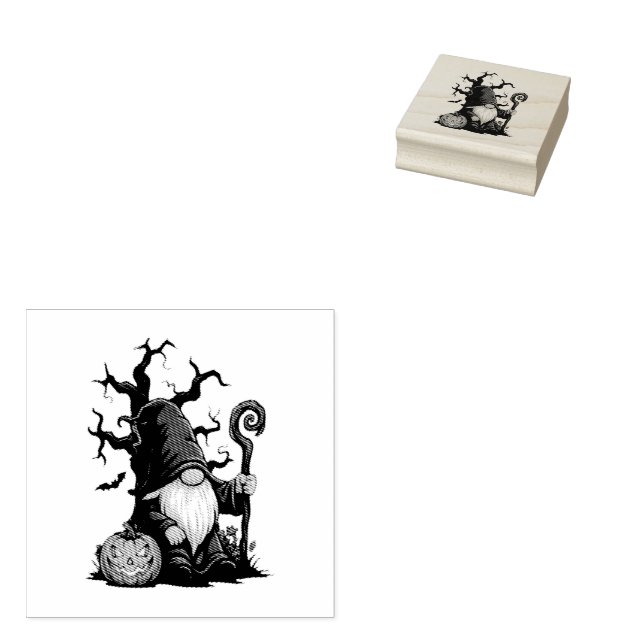 Halloween Gnome Wood Art Stamp (Stamped)